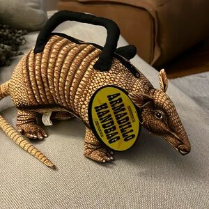 Vintage 1996! ACCOUTREMENTS Plush Armadillo Kitsch Handbag Purse.